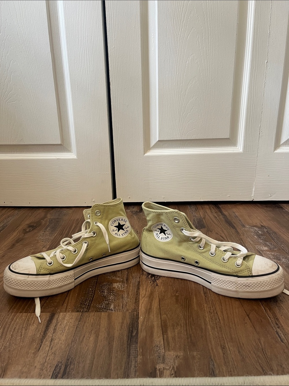 Platform Converse High Top Sneakers - Olive Green Canvas